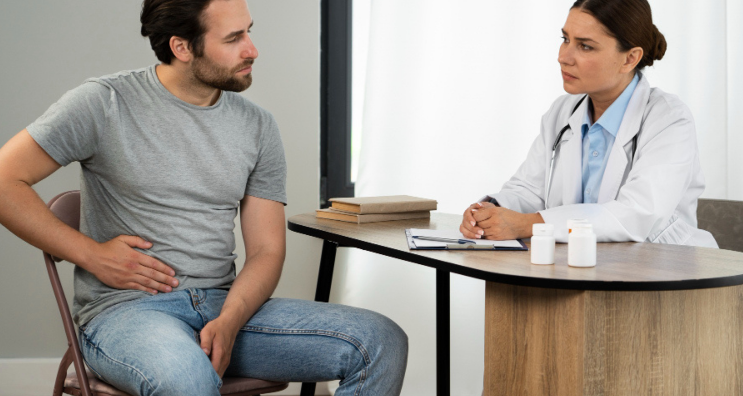 A man consult with doctor for piles treatment